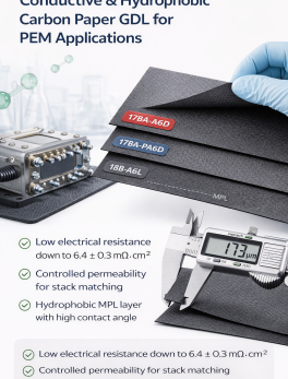 Hydrophobic Carbon Paper Gas Diffusion Layer for PEM Fuel Cells and Electrolyzers – 17BA-A6D / 17BA-PA6D / 18B-A6L