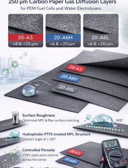 Carbon Paper Gas Diffusion Layer for PEM Fuel Cells and Electrolyzers – 20-A3 / 20-A6H / 20-A6L
