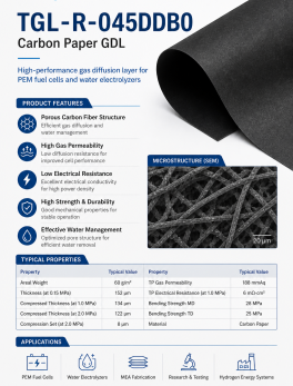 Torayca TGL-R-045DDB0 Carbon Paper Gas Diffusion Layer for PEM Fuel Cells & Water Electrolyzers